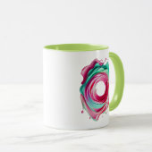 Abstrakter Designkreis mit rosa und grünen Farben. Tasse (VorderseiteRechts)