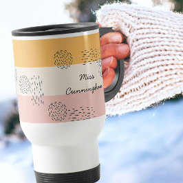 Abstrakter Doodle-Farbblock Ocker Creme Peach Reisebecher