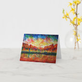 Abstrakter DorfCityscape XX - Notecard Karte (Gelbe Blume)