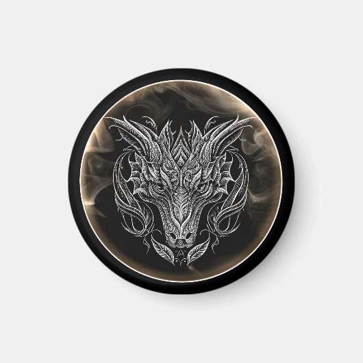 Abstrakter Drachenkopf in der Ästhetik Magnet (Vorne)