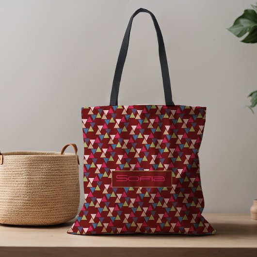 Abstrakter Dreiecksmuster Name dunkelrote Tasche