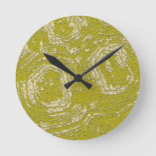 Abstrakter Druck Senfgelb Schildpatt von LeahG Runde Wanduhr