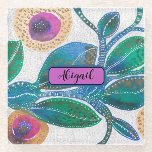 Abstrakter Dschungel, Ihr Name Glasuntersetzer (Vorderseite)