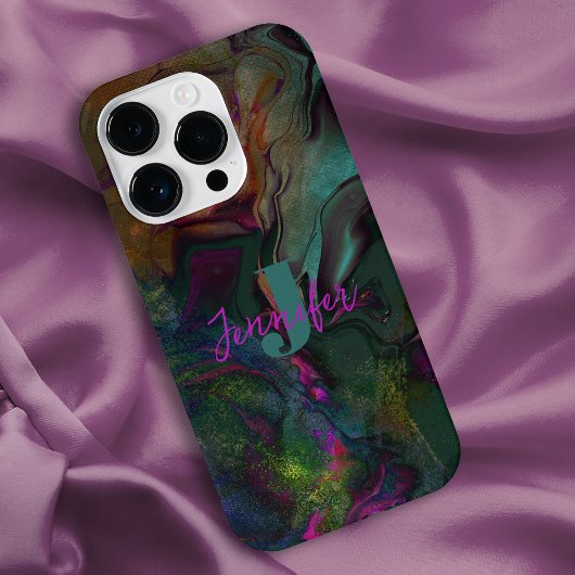 Abstrakter dunkelfarbener flüssiger Paint-Name iPhone Hülle