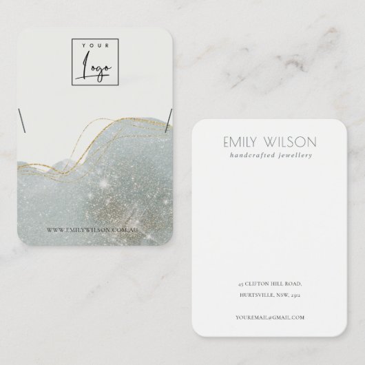 Abstrakter dunkelgrauer Glitzer Shiny Necklace Dis Visitenkarte (Vorne/Hinten)