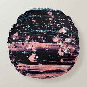 Abstrakter dunkelgrauer und rosa Hintergrund Rundes Kissen