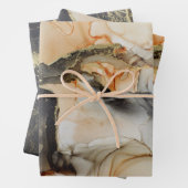 Abstrakter dunkler Moody-Schwarz-Gold-Alkoholtink Geschenkpapier Set (Beispiel)