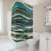 Abstrakter Duschvorhang aus blauem Creme (Beispiel)