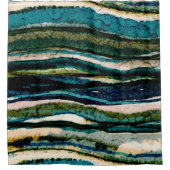 Abstrakter Duschvorhang aus blauem Creme (Vorderseite)