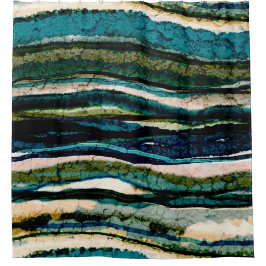 Abstrakter Duschvorhang aus blauem Creme (Vorderseite)