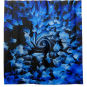 Abstrakter Duschvorhang aus schwarzem und blauem G (Vorderseite)