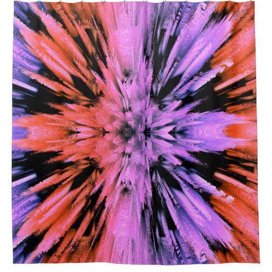 Abstrakter Duschvorhang in Pulverform, rosa Explos (Vorderseite)