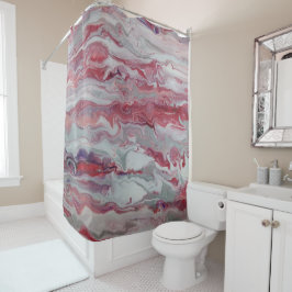 Abstrakter Duschvorhang in Rosa und Silber