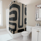 Abstrakter Duschvorhang in Schwarz und Beige (Beispiel)