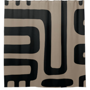 Abstrakter Duschvorhang in Schwarz und Beige