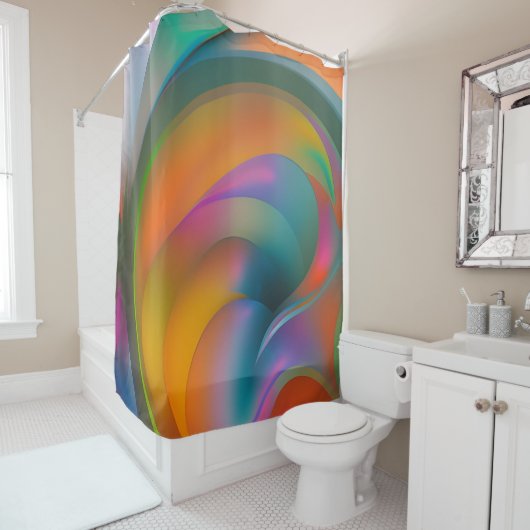 Abstrakter Duschvorhang mit Farbschwenk (Beispiel)