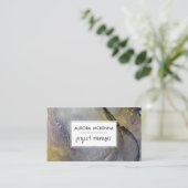 Abstrakter Dusty Blue & Gold Alkohol Tinte Flüssig Visitenkarte (Stehend Vorderseite)