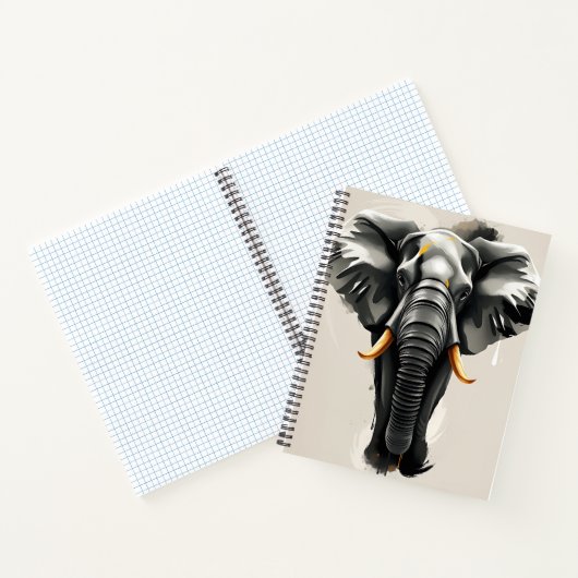 Abstrakter Elefant mit goldfarbenen Stoßzähnen in  Notizblock (Innenseite)
