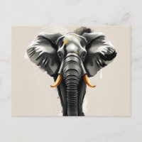 Abstrakter Elefant mit goldfarbenen Stoßzähnen in
