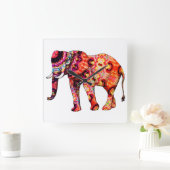 abstrakter Elefant Quadratische Wanduhr (Zuhause)