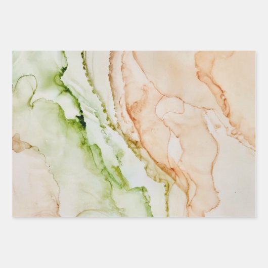 Abstrakter Elegant Jade Green Blush Peach Geschenkpapier Set (Vorderseite 2)