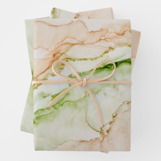 Abstrakter Elegant Jade Green Blush Peach Geschenkpapier Set (Beispiel)