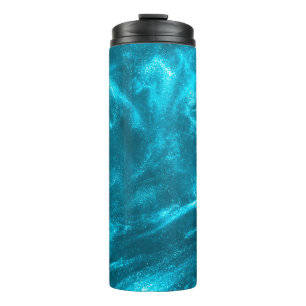Abstrakter eleganter Minzblau-Glitzer Thermosbecher