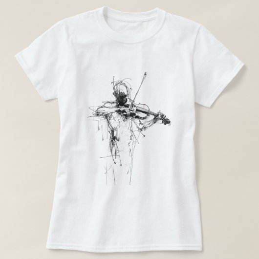 Abstrakter Eleganter Violinist T-Shirt (Design vorne)