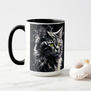 Abstrakter elektrischer Neon-Katzen-Zweiton-Kaffee Tasse