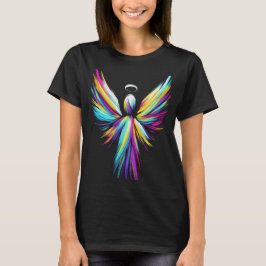 Abstrakter Engel auf einem schwarzen T-Shirt für F