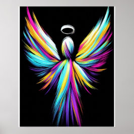Abstrakter Engel in einem Regenbogen aus Farben Poster