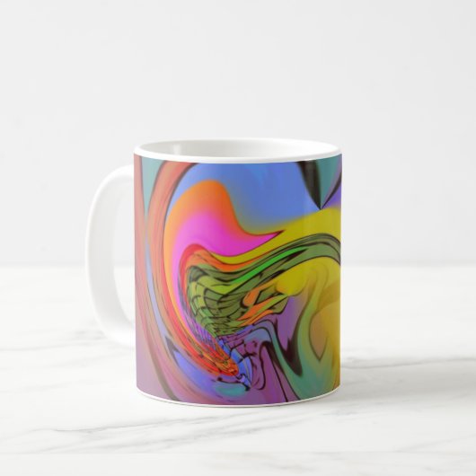 Abstrakter Entwurf der hellen Farbwelle mit Kaffeetasse (Vorderseite Links)