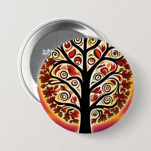 Abstrakter Erntebaum Button (Vorne & Hinten)