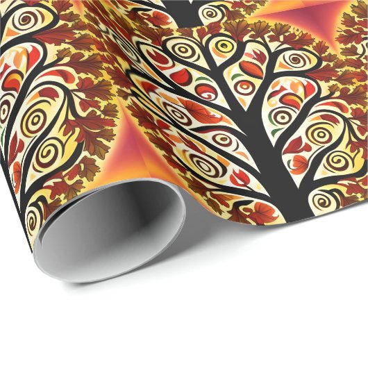 Abstrakter Erntebaum Geschenkpapier (Rolleneckpunkt)