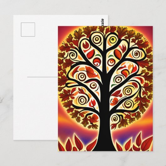 Abstrakter Erntebaum Postkarte (Vorne/Hinten)
