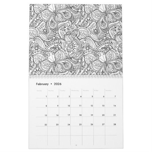 abstrakter erwachsener Farbton mit Blumenkalender Kalender (Feb 2026)