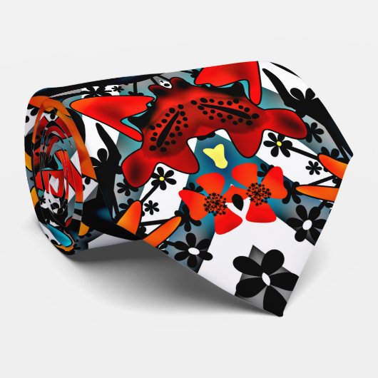 Abstrakter ethno-kaleidoskopischer Ornamentivdruck Krawatte (Gerollt)