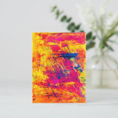 Abstrakter Expressionismus Art Orange Yellow Blue Postkarte (Stehend Vorderseite)