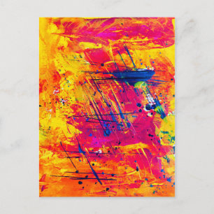 Abstrakter Expressionismus Art Orange Yellow Blue Postkarte