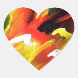 Abstrakter Expressionismus Herz-Aufkleber