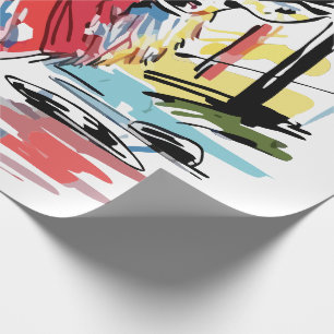 Abstrakter Expressionismus Neon-Hirsch Matt Geschenkpapier