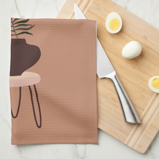 Abstrakter Expressionismus Terracotta Palm Leaf & Geschirrtuch (Viertel Falte)