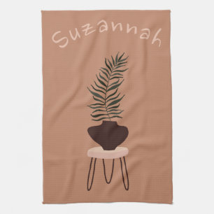 Abstrakter Expressionismus Terracotta Palm Leaf &  Geschirrtuch