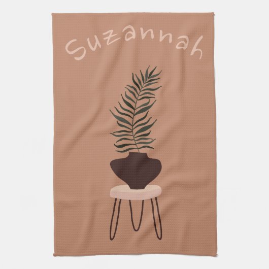 Abstrakter Expressionismus Terracotta Palm Leaf & Geschirrtuch (Vertikal)