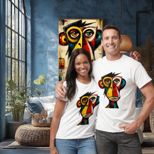 Abstrakter Expressionist Affe Moderne Geometrie T-Shirt