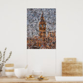 Abstrakter Expressionist Big Ben London Drip Art Poster (Küche)