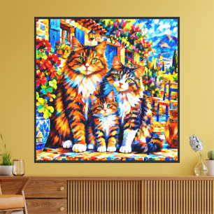Abstrakter Expressionist Bunter Katzenleinwand Leinwanddruck