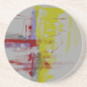 Abstrakter Expressionist in Graurot Sandstein Untersetzer