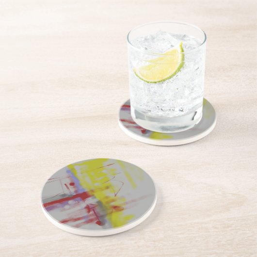 Abstrakter Expressionist in Graurot Sandstein Untersetzer (Seite)