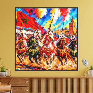 Abstrakter Expressionist Marokkanischer Reiterlein Leinwanddruck